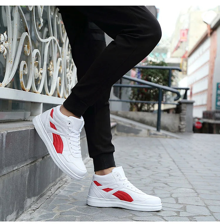 Men's High-Top Lace-Up Sneakers – Breathable Air Mesh Casual Skateboarding Shoes with EVA Insole