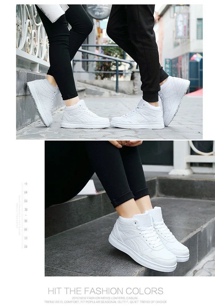 Men's High-Top Lace-Up Sneakers – Breathable Air Mesh Casual Skateboarding Shoes with EVA Insole