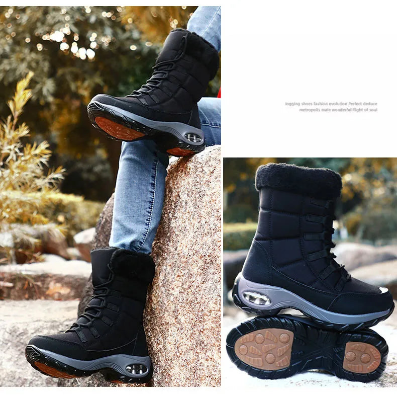 Women's Handcrafted Waterproof Snow Boots - Plush-Lined Winter Hiking Boots