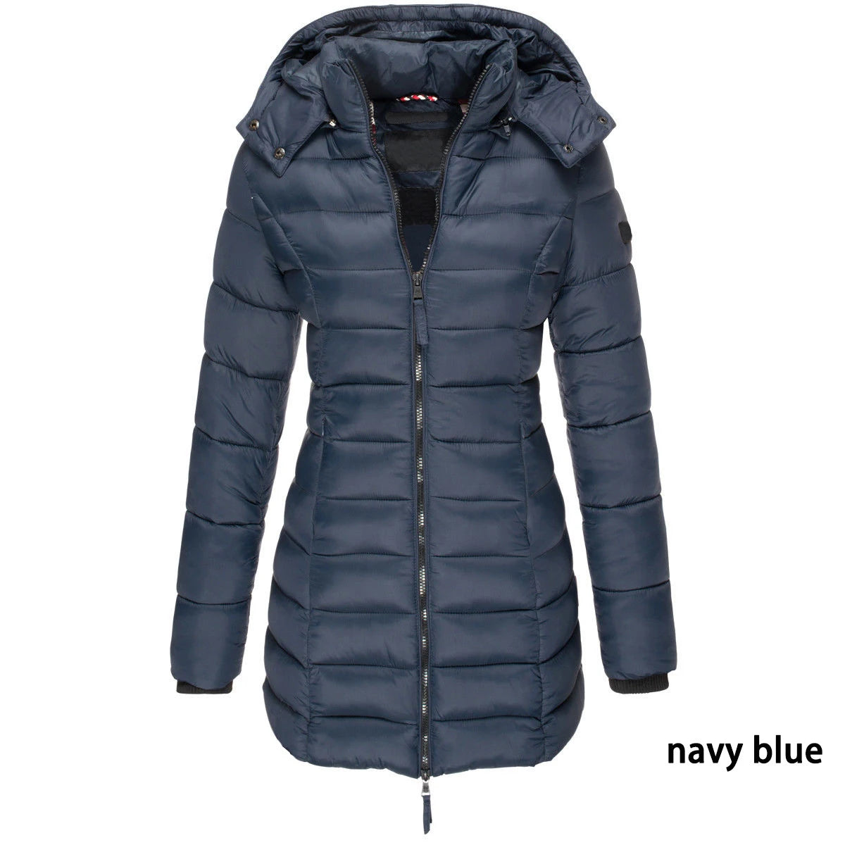 Women's Slim-Fit Hooded Zipper Padded Jacket-Warm Cotton/Polyester Parka