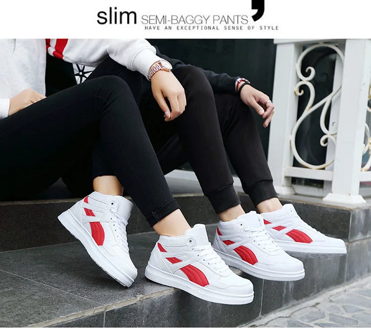Men's High-Top Lace-Up Sneakers – Breathable Air Mesh Casual Skateboarding Shoes with EVA Insole
