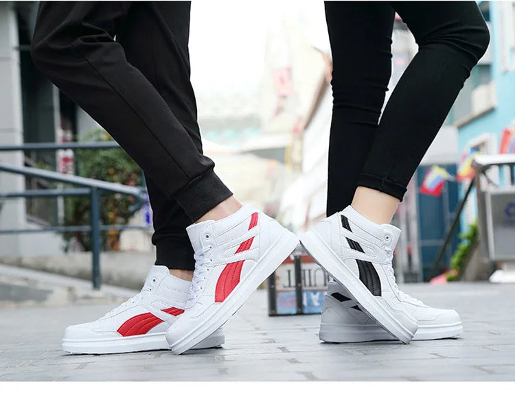 Men's High-Top Lace-Up Sneakers – Breathable Air Mesh Casual Skateboarding Shoes with EVA Insole