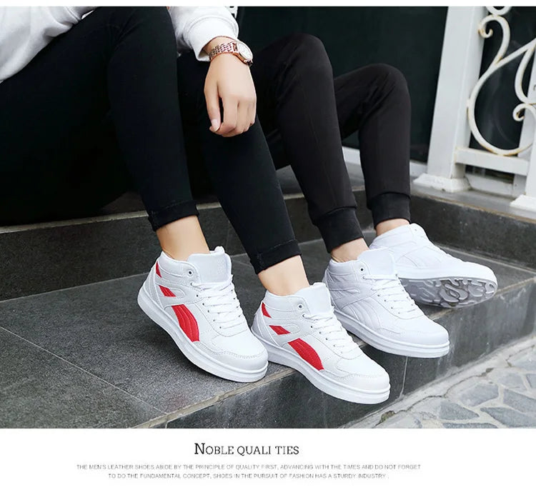 Men's High-Top Lace-Up Sneakers – Breathable Air Mesh Casual Skateboarding Shoes with EVA Insole