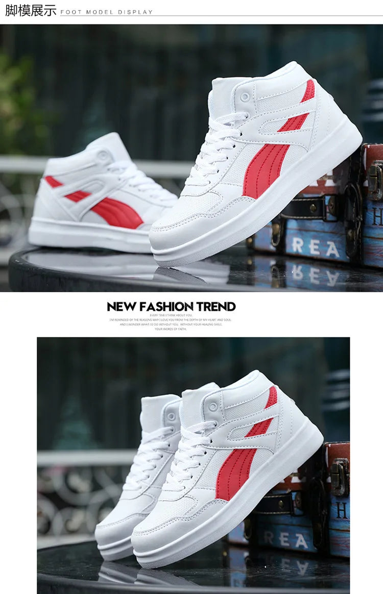 Men's High-Top Lace-Up Sneakers – Breathable Air Mesh Casual Skateboarding Shoes with EVA Insole