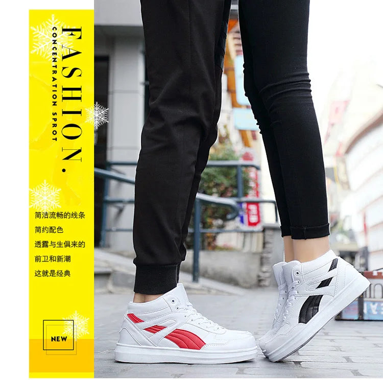 Men's High-Top Lace-Up Sneakers – Breathable Air Mesh Casual Skateboarding Shoes with EVA Insole
