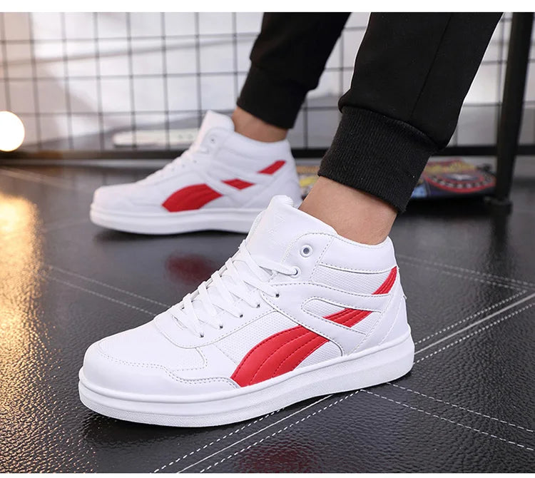 Men's High-Top Lace-Up Sneakers – Breathable Air Mesh Casual Skateboarding Shoes with EVA Insole