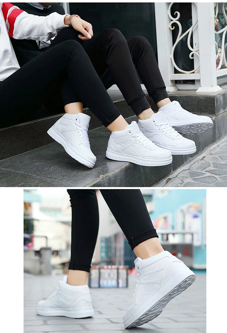 Men's High-Top Lace-Up Sneakers – Breathable Air Mesh Casual Skateboarding Shoes with EVA Insole