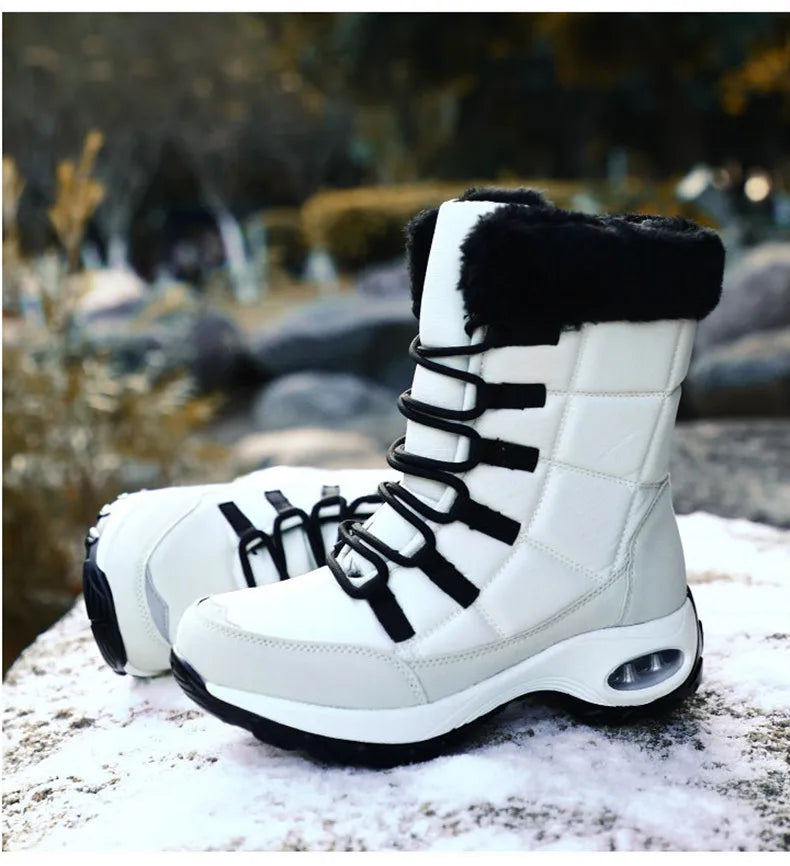 Women's Handcrafted Waterproof Snow Boots - Plush-Lined Winter Hiking Boots