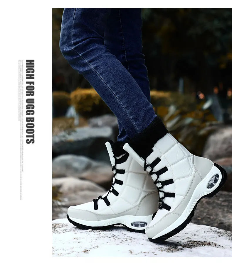 Women's Handcrafted Waterproof Snow Boots - Plush-Lined Winter Hiking Boots