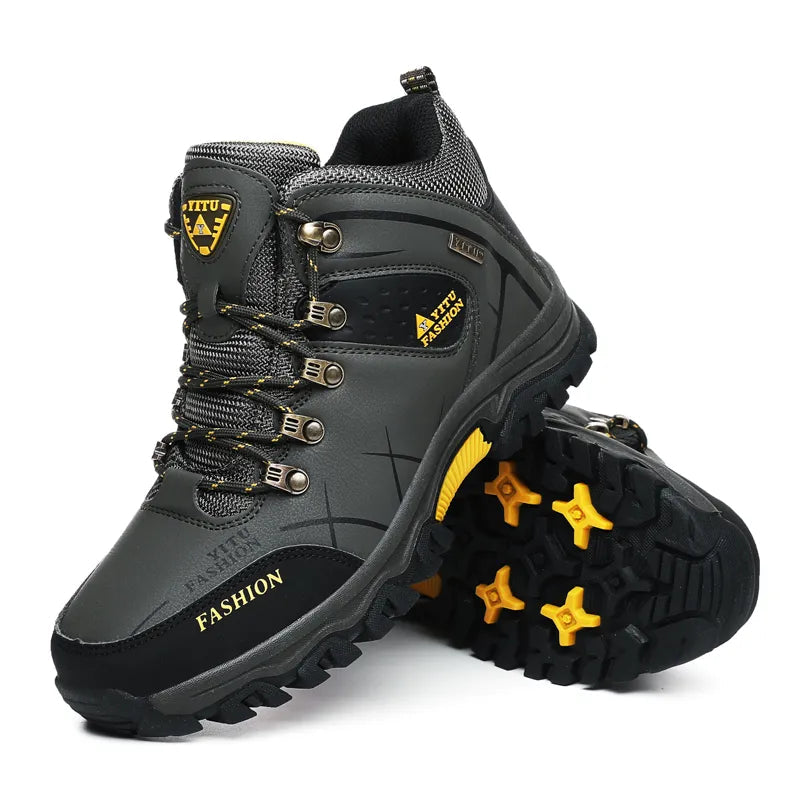 Men's Waterproof Winter Snow Boots - Leather Insulated Hiking Boots | Super Warm