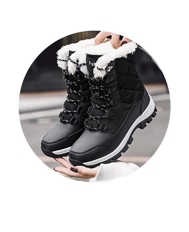 Women's Waterproof Winter Snow Boots - Warm Plush Lined Ankle Boots with Non-Slip Rubber Sole