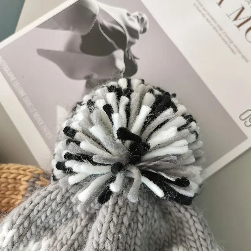 Unisex UFLAME Cute Print Embroidery Beanie with Pompom