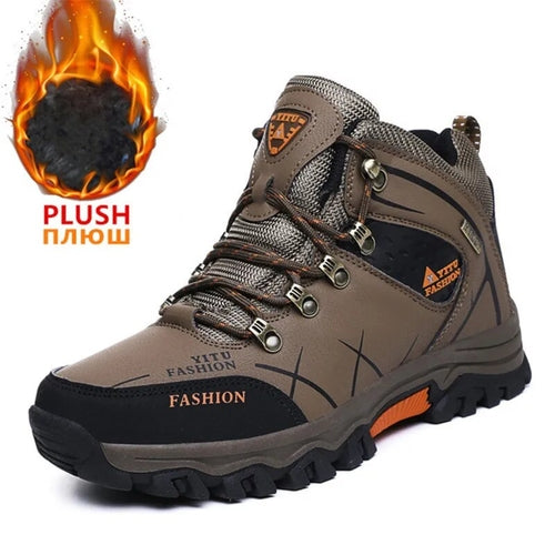 Men's Waterproof Winter Snow Boots - Leather Insulated Hiking Boots | Super Warm