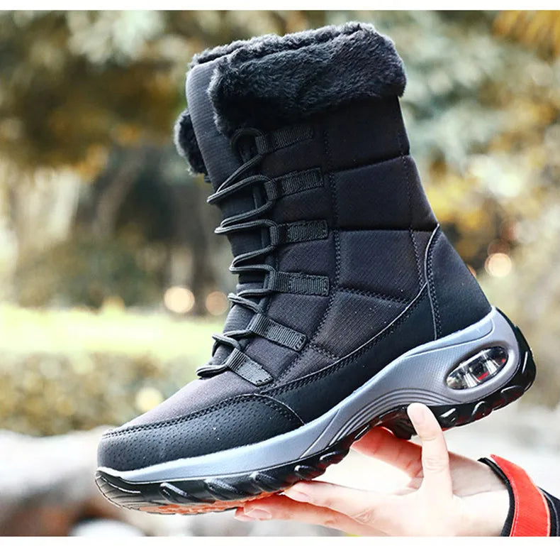 Women's Handcrafted Waterproof Snow Boots - Plush-Lined Winter Hiking Boots