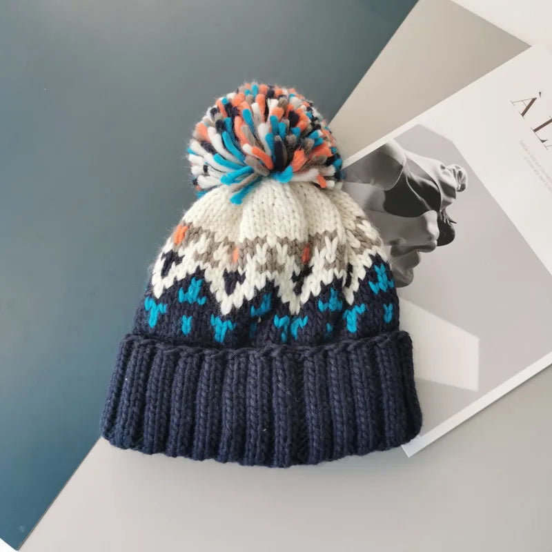 Unisex UFLAME Cute Print Embroidery Beanie with Pompom