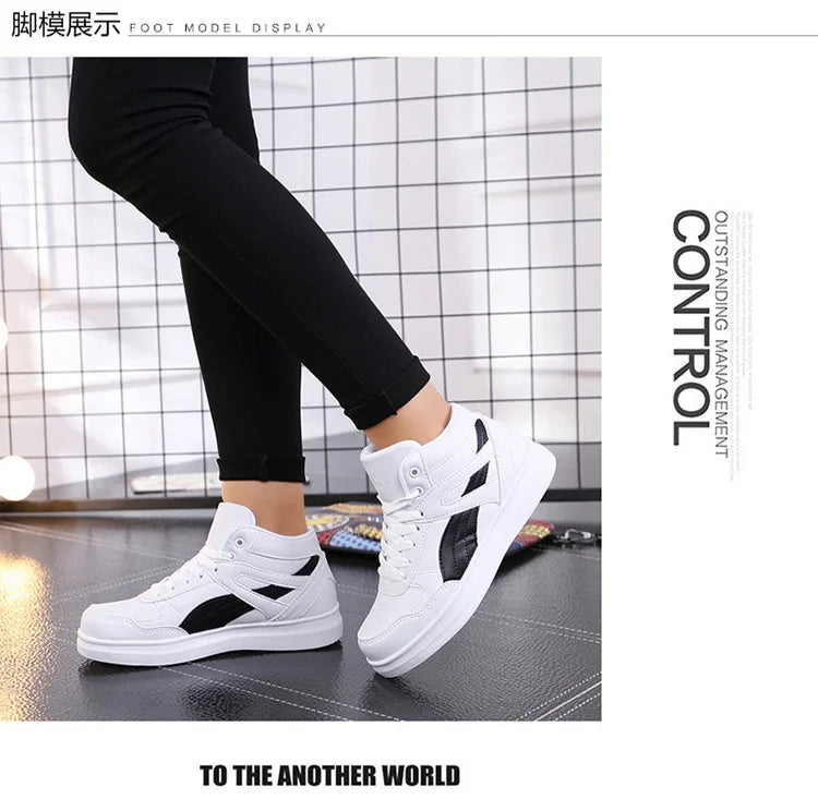 Men's High-Top Lace-Up Sneakers – Breathable Air Mesh Casual Skateboarding Shoes with EVA Insole