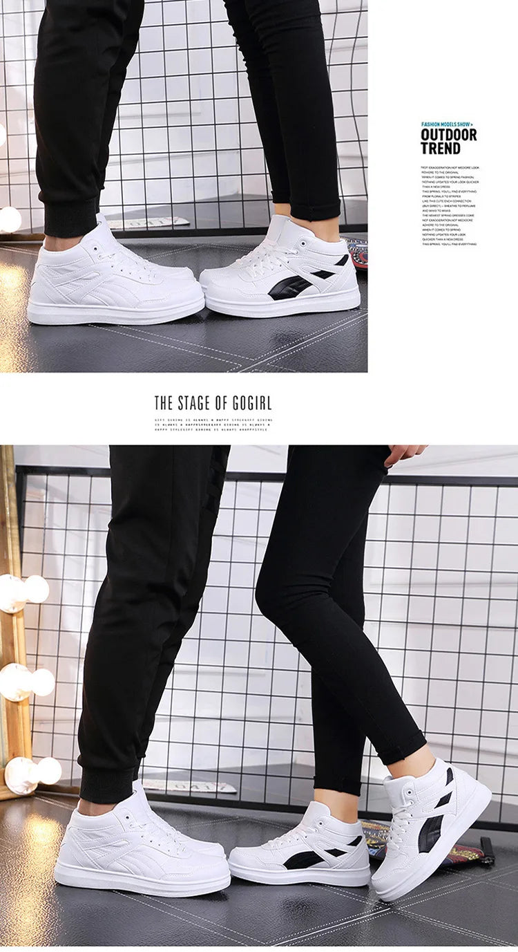 Men's High-Top Lace-Up Sneakers – Breathable Air Mesh Casual Skateboarding Shoes with EVA Insole