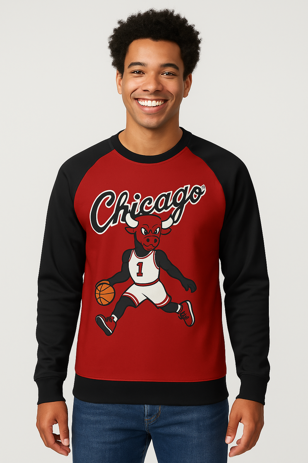 Men's Chicago MJH Raglan Sweatshirt - Cozy Cotton Blend