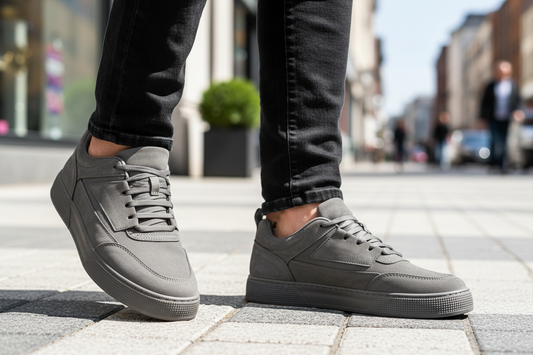 Men's Suede Leather Casual Sneakers – Height Increasing Hard-Wearing Lace-Up Low-Top Shoes | Black, Grey & Beige | Spring/Autumn