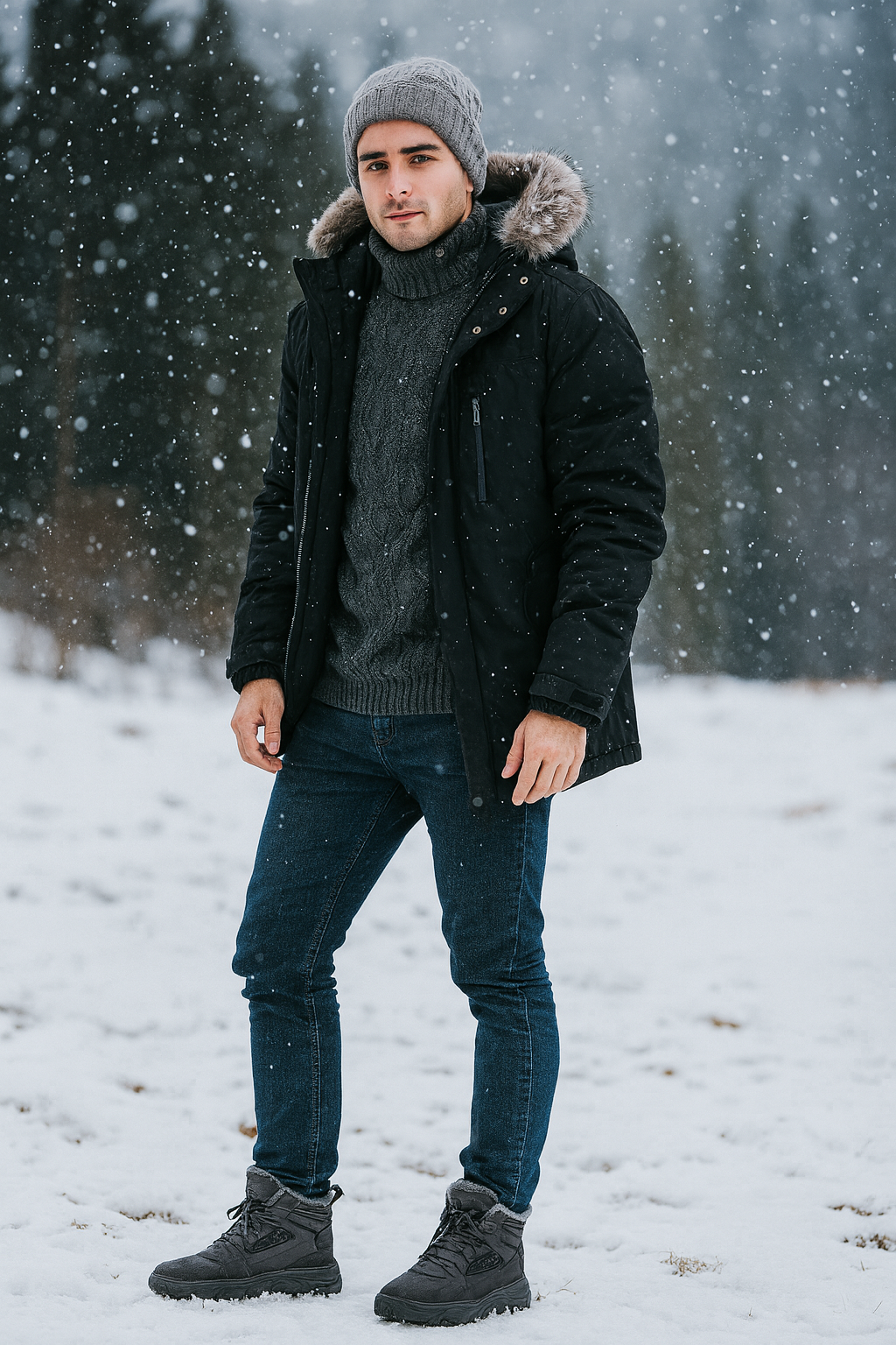 Men's High-Top Cotton Snow Boots - Fashionable & Versatile"