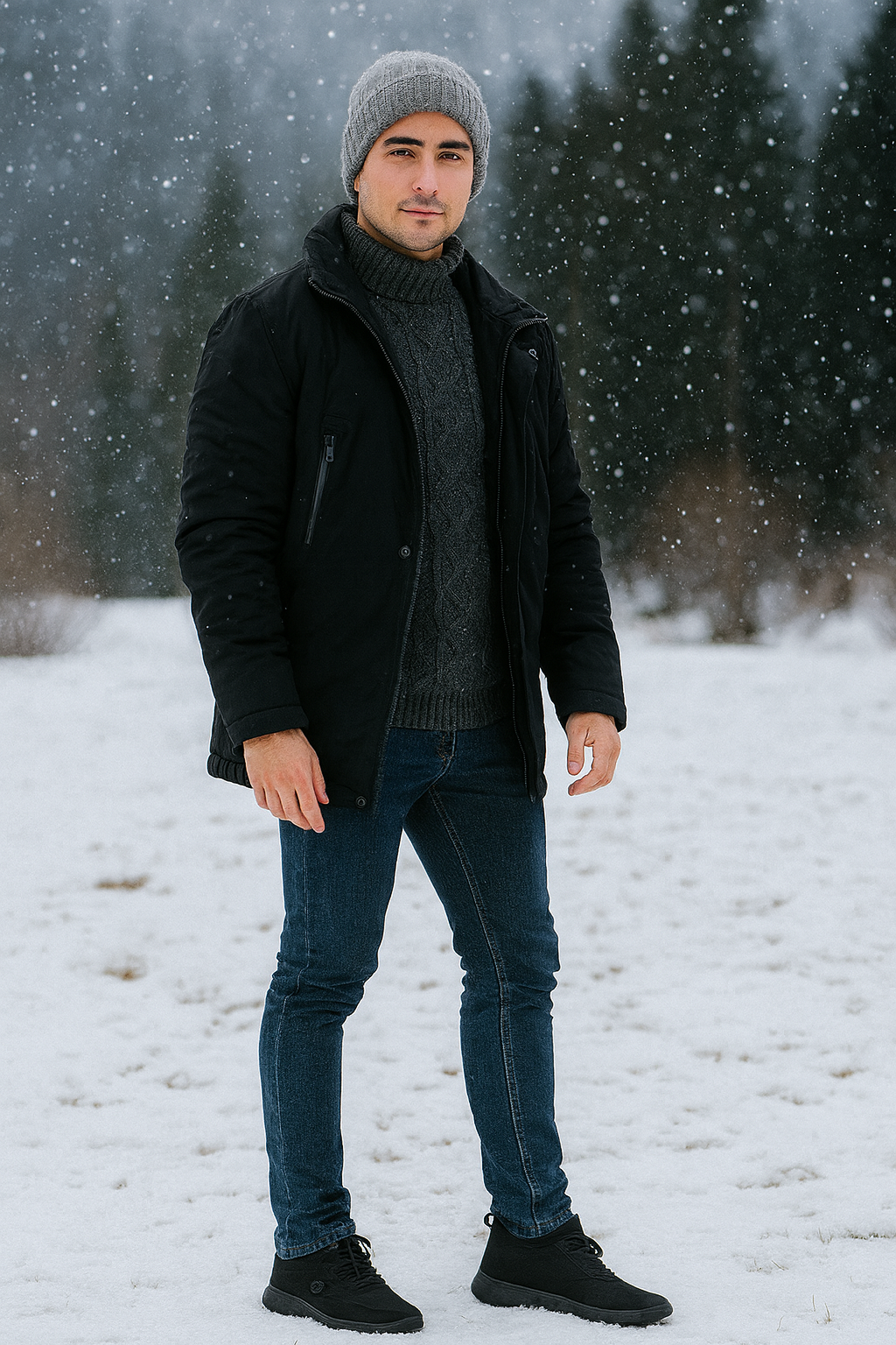 Men's 2025 NoEnName Winter Lace-Up Snow Boots - Warm & Waterproof"