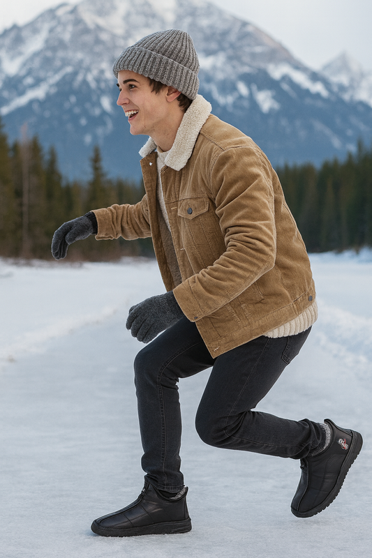 Men's Waterproof Winter Boots - Warm Non-Slip Platform Shoes