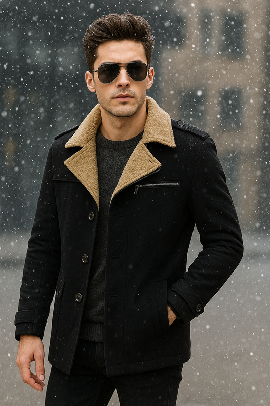 Men's Vintage Streetwear Windbreaker Coat - Thickened Warm Polyester Jacket for Outdoor Fashion