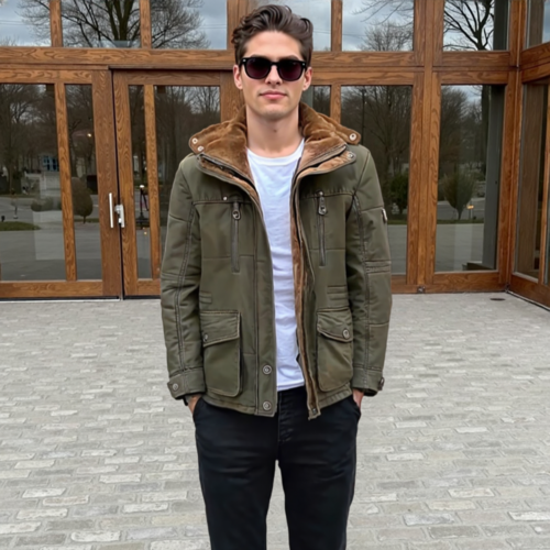 Men's Hooded Winter Parka with Fleece Lining