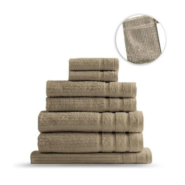 Egyptian Cotton Bath Towel Set (8-Piece) - Royal Comfort Eden, 100% Pure Cotton, Ultra Soft & Absorbent