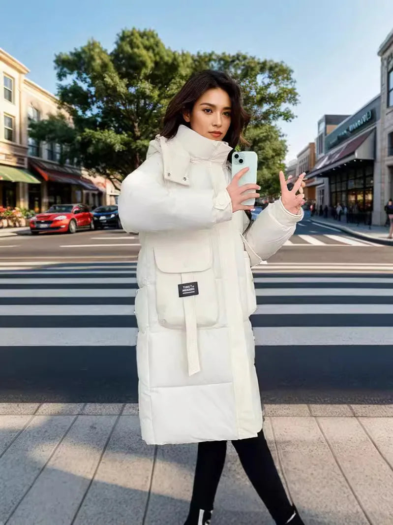 Women's 2024 Hooded Cotton Padded Parka Jacket-Long & Stylish