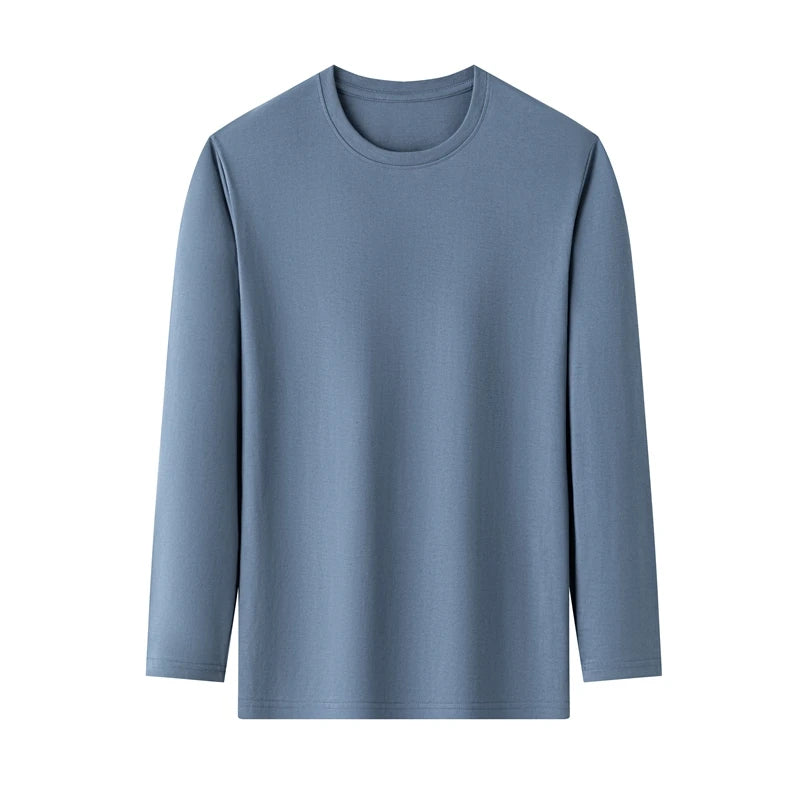 ASJP Men's 100% Cotton Long Sleeve Shirt | Breathable Casual Crew Neck Top for Summer & Everyday Wear
