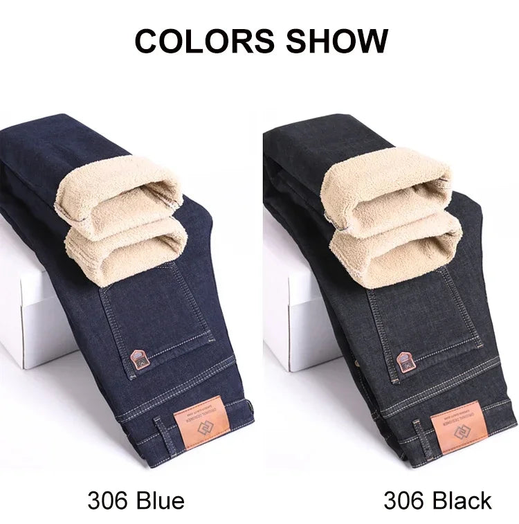 Men's 2023 Winter Fleece Jeans: Warm, Stylish & Versatile.