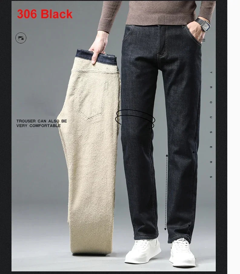 Men's 2023 Winter Fleece Jeans: Warm, Stylish & Versatile.