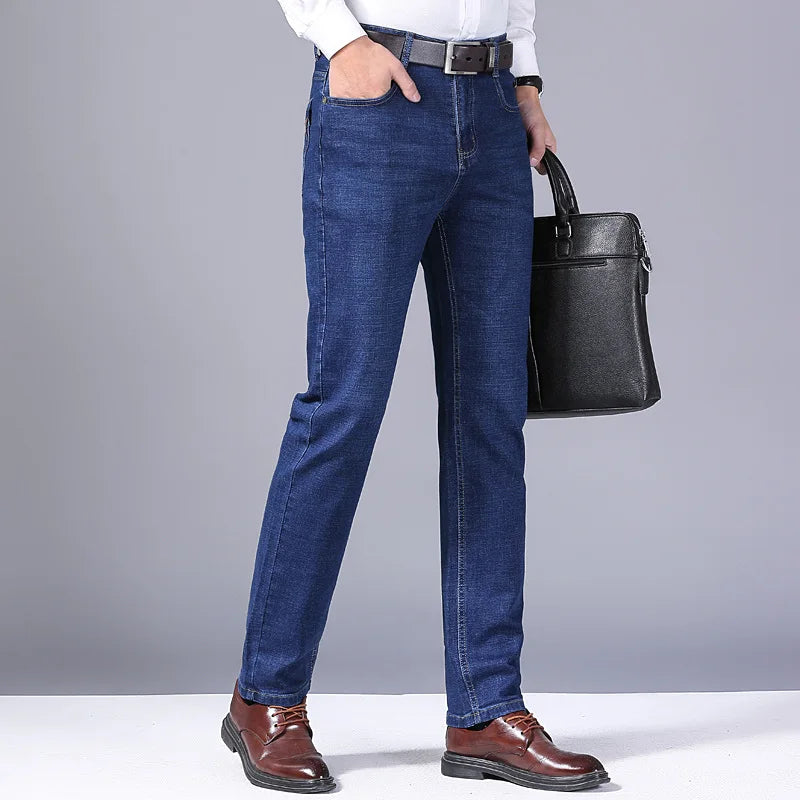 Men's 2024 Winter Fleece-Lined Casual Jeans - Regular Fit