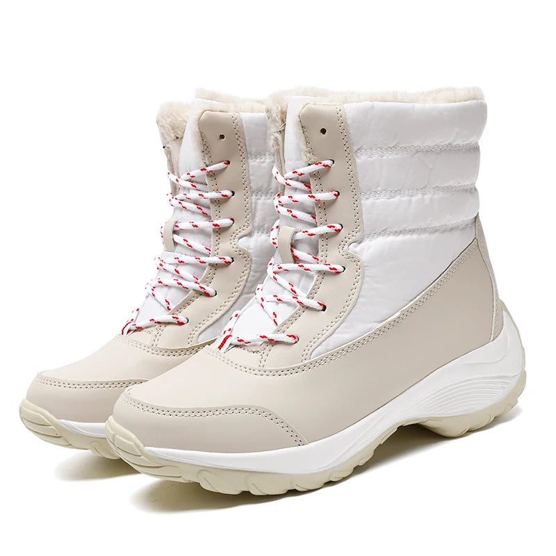 Women's Warm Waterproof Lace-Up Winter Snow Boots"