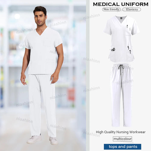 Men's Wholesale Medical Uniforms Scrub Top Pants Sets Nurse Doctor Work