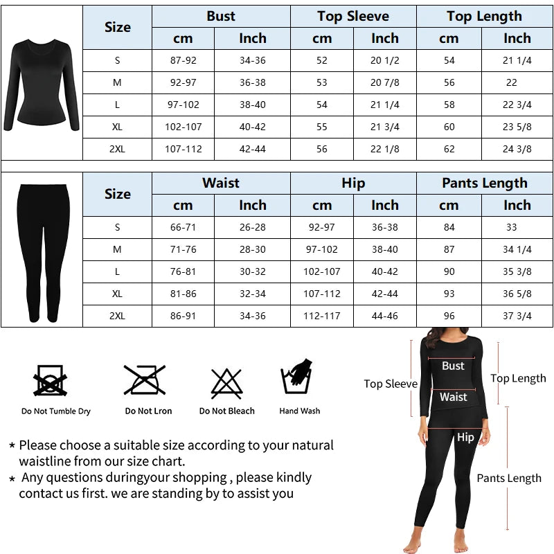 Autumn Winter Thermal Suits Women's Long-Sleeved Tops Leggings Slim