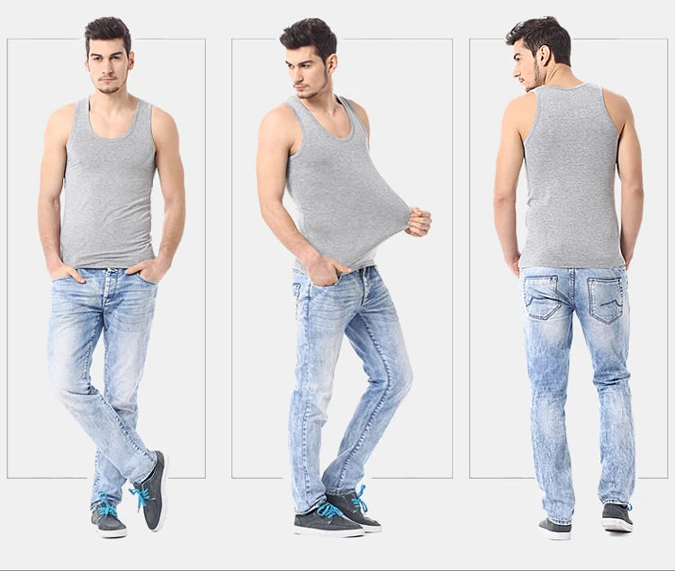 Men's Cotton Sleeveless Tank Top | Skinny Fit Gym Fitness Vest – 1, 3 or 5 Pack Bundle | Casual Sport Training Undershirt