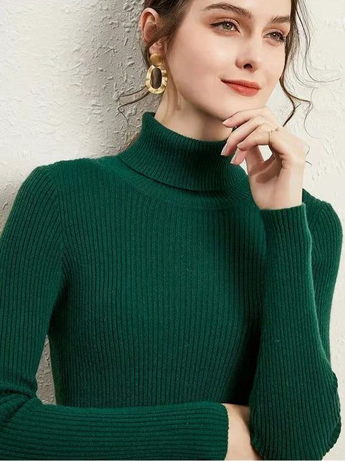Women's New Turtleneck Jumper Knitted Blouses Fashion Ladies Sweaters