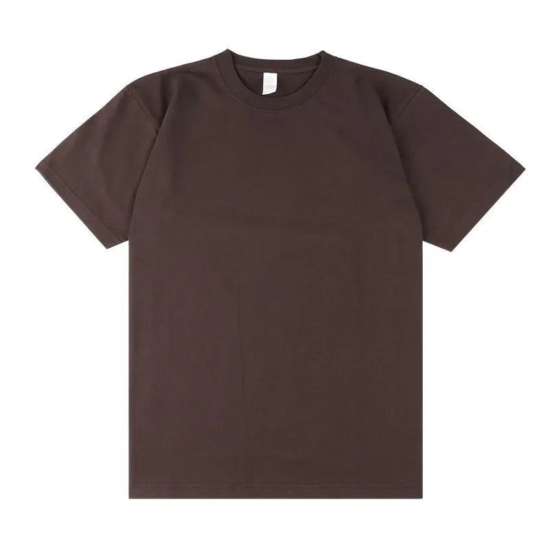 Men's 250g Combed Cotton T-Shirt | Heavyweight Solid Color O-Neck Short Sleeve Tee | Loose Casual Fit | XS–2XL