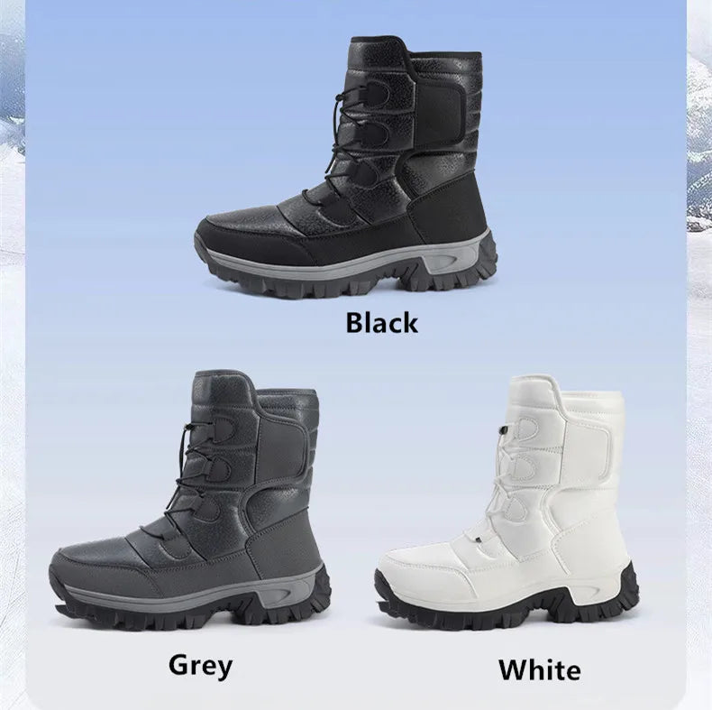 Women's Plush-Lined Waterproof Snow Boots - Platform Winter Hiking Ankle Boots