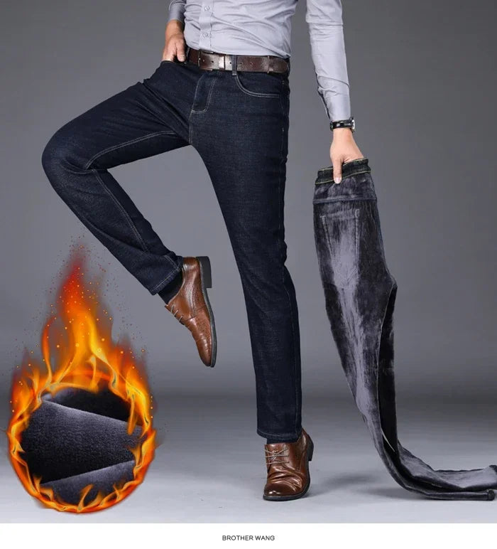 Men's Warm Fleece-Lined Jeans: Stylish Comfort for Winter!"