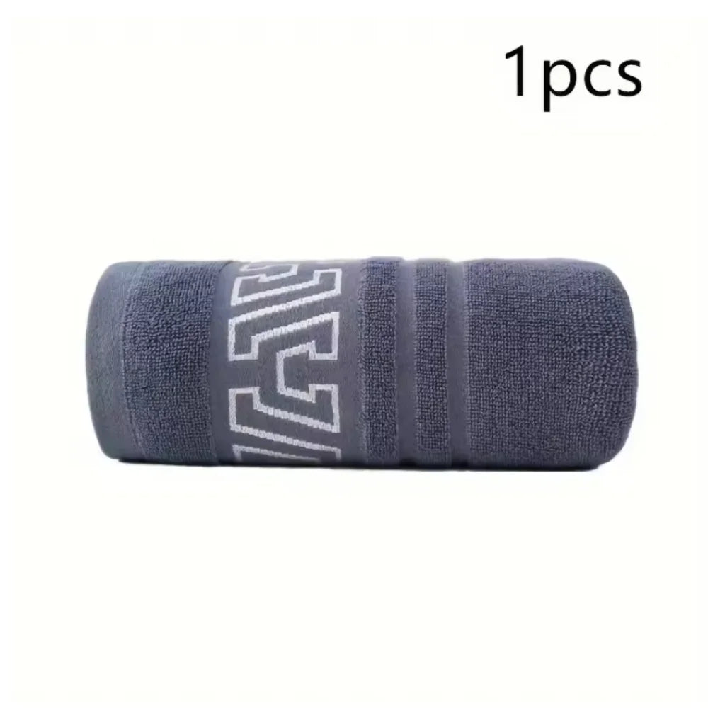 Premium Thick Bath Towel - Soft & Absorbent Cotton Blend, Decorative Border (70x140cm)