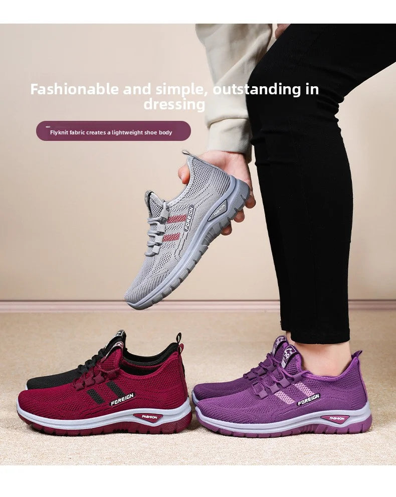 Women's Breathable Mesh Running Sneakers - Lightweight Athletic Walking Shoes with Anti-Slip Rubber Sole