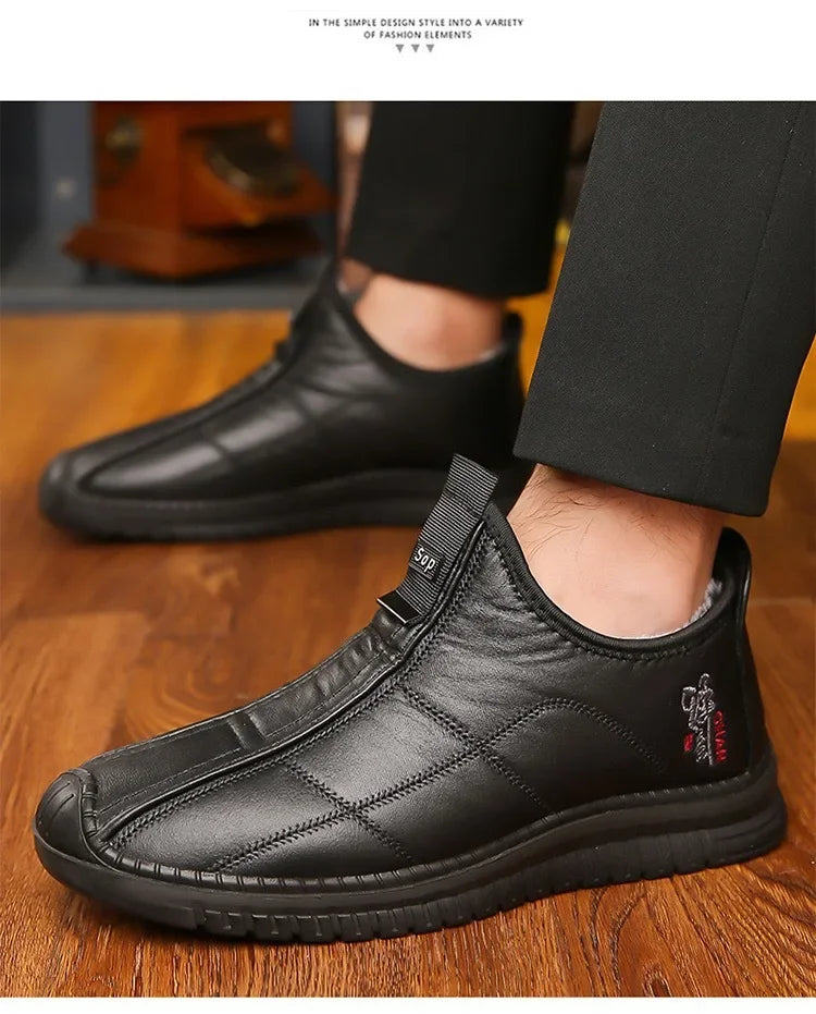 Men's Waterproof Winter Boots - Warm Non-Slip Platform Shoes