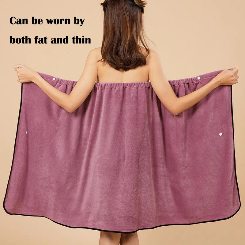 Premium Spa Towel Wrap Robe - Soft & Absorbent Cotton/Polyester, Quick-Dry & Wearable