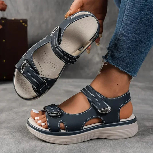 Women's Casual Platform Sandals – Open Toe Non-Slip Outdoor Beach Sandals with Back Strap