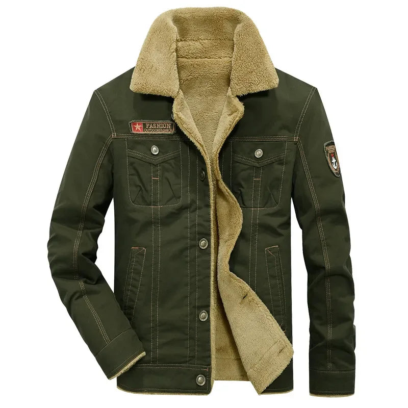 Men's Cozy & Stylish: Men's Winter Denim Jacket with Lamb Fur-Perfect for Cold Weather Comfort.