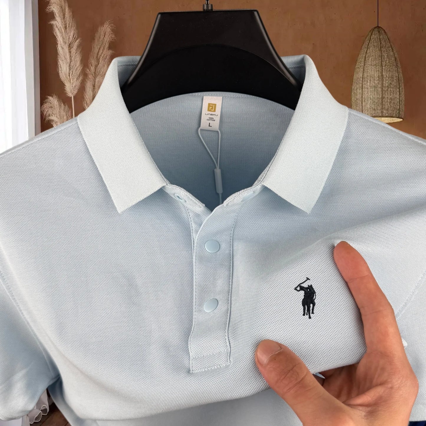 Men's 100% Cotton Short Sleeve Polo Shirt – Embroidered Pony, Breathable Summer Golf Top, Sizes M–4XL, 20+ Colors