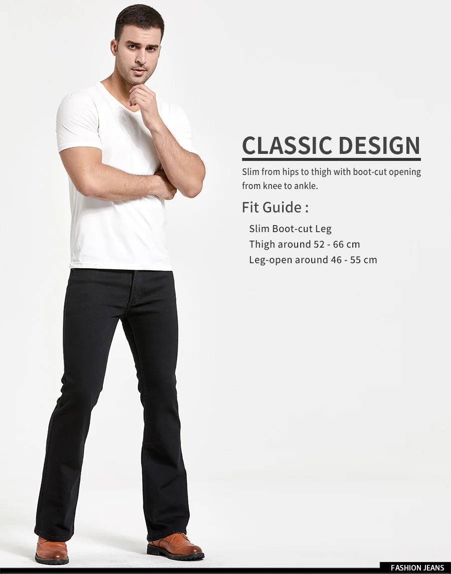 Men's Winter Stretch Fleece Jeans: Warm & Stylish Boot Cut.